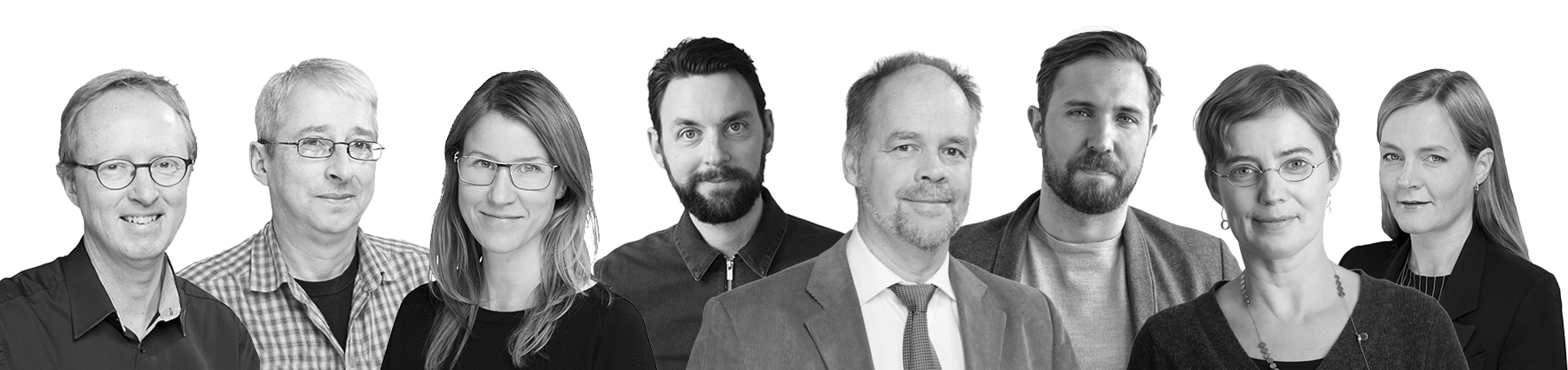 Gruppchefer: Johan Rittsél, Anders Scherman, Lisa Wikström, Fredrik Ekerhult, Klas Eriksson, Robert Petrén, Annika Askerblom och Katja Hillström. Foto: AIX Arkitekter.