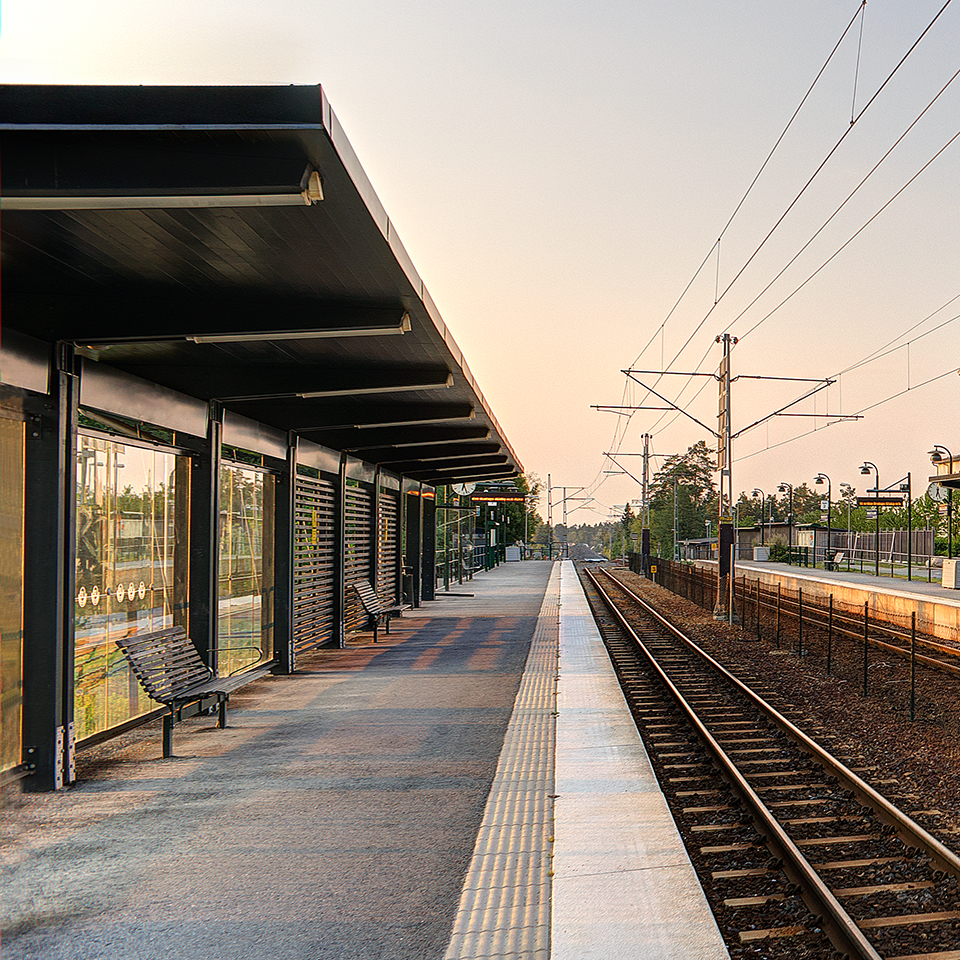 Perrong station tak spårväg infrastruktur AIX Arkitekter Roslagsbanan